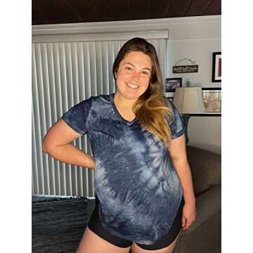 FOREYOND Plus Size Workout Tops for Women T Shirts Short Sleeve Loose Fit V Neck Clothing Yoga Casual Summer Tie Dye1 3X