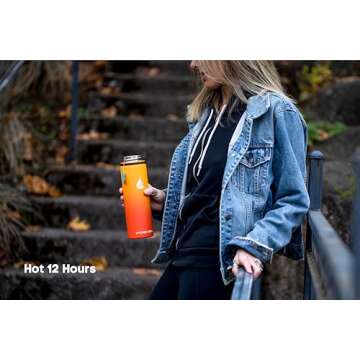 HYDRO CELL Stainless Steel Insulated Water Bottle with Straw - For Cold & Hot Drinks - Metal Vacuum Flask with Screw Cap and Modern Leakproof Sport Thermos for Kids & Adults (Red/Orange 18oz)