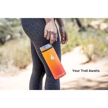 HYDRO CELL Stainless Steel Insulated Water Bottle with Straw - For Cold & Hot Drinks - Metal Vacuum Flask with Screw Cap and Modern Leakproof Sport Thermos for Kids & Adults (Red/Orange 18oz)