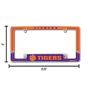 Rico Industries NCAA Clemson Tigers Two-Tone 12" x 6" Chrome All Over Automotive License Plate Frame for Car/Truck/SUV