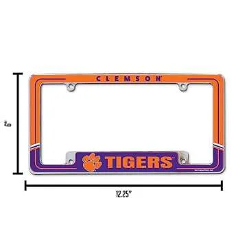 Rico Industries NCAA Clemson Tigers Two-Tone 12" x 6" Chrome All Over Automotive License Plate Frame for Car/Truck/SUV