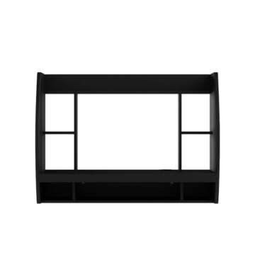 Haotian SoBuy Wall Mounted Folding Table Home Office Workstation Computer Desk with Storage Shelves Trestle Desk, Black FWT18-SCH