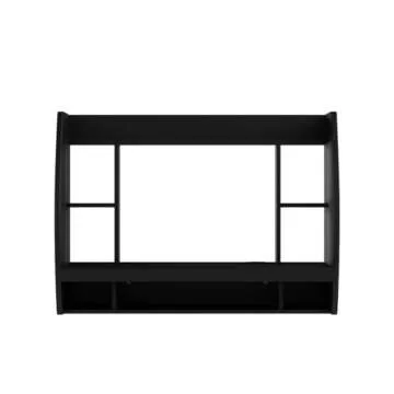 Haotian SoBuy Wall Mounted Folding Table Home Office Workstation Computer Desk with Storage Shelves Trestle Desk, Black FWT18-SCH