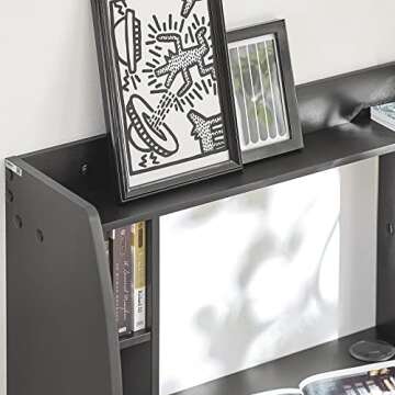 Haotian SoBuy Wall Mounted Folding Table Home Office Workstation Computer Desk with Storage Shelves Trestle Desk, Black FWT18-SCH