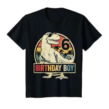Kids 6 Year Old 6th Birthday Boy T Rex Dinosaur T-Shirt