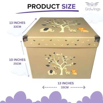 GroWings Baby Keepsake Box - Large Memory Storage for Newborns, Suitable for Boys and Girls, Strong,...