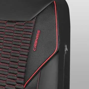 CAR PASS 3D Foam Mesh Leather Car Seat Covers Front Seats, Air Cool Mesh Front Seat Covers for Car, Universal Fit for SUV Truck Sedan Automotive, Armrest Airbag Compatible,Black and Red