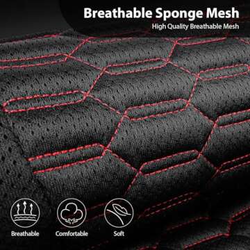 CAR PASS 3D Foam Mesh Leather Car Seat Covers Front Seats, Air Cool Mesh Front Seat Covers for Car, Universal Fit for SUV Truck Sedan Automotive, Armrest Airbag Compatible,Black and Red