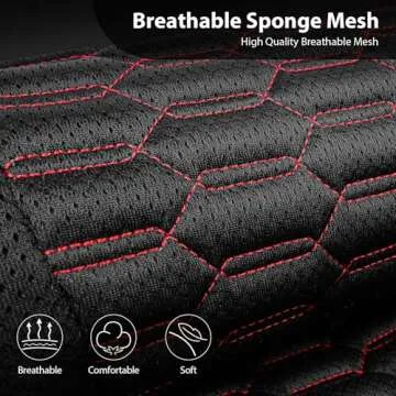 CAR PASS 3D Foam Mesh Leather Car Seat Covers Front Seats, Air Cool Mesh Front Seat Covers for Car, Universal Fit for SUV Truck Sedan Automotive, Armrest Airbag Compatible,Black and Red