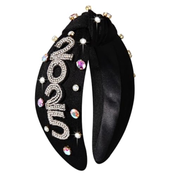 Happy New Year Headband for Women New Year’s Eve Accessories Gold Beaded NYE NEW YEAR Knotted Head...