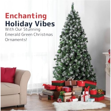 Emerald Green Christmas Ornament Set - 36 pcs for Holiday Decor