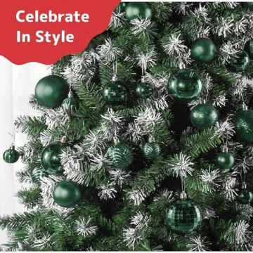 Emerald Green Christmas Ornament Set - 36 pcs for Holiday Decor
