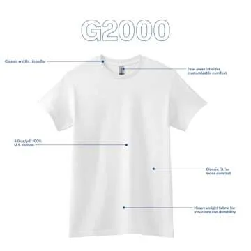 Gildan Adult Ultra Cotton T-Shirt, Style G2000, Multipack, White (2-Pack), X-Large