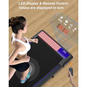UPREIGN 3 in 1 Treadmill, Portable Under Desk Walking Pad with Incline for Home/Office, Remote Control, LED Display