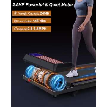 UPREIGN 3 in 1 Treadmill, Portable Under Desk Walking Pad with Incline for Home/Office, Remote Control, LED Display