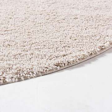 Rugs.com 5ft Beige Shag Round Rug for Modern Homes