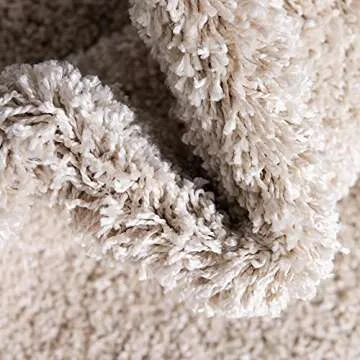 Rugs.com 5ft Beige Shag Round Rug for Modern Homes