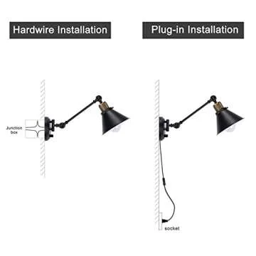 TRLIFE Wall Sconce Plug in, Dimmable Wall Sconces Swing Arm Wall Lights with Plug in Cord, Wall Mounted Light with Dimmer On/Off Knob Switch, UL Listed(2 Pack, 2 Bulbs Included)