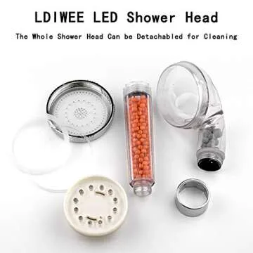 LED Shower Head Color Changing, High Pressure Filter Filtration Shower Head with Handheld for Repair Dry Skin and Hair Loss - Color Changes with Water Temperature, Automatically No Batteries Needed