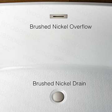 WOODBRIDGE 67" Acrylic Freestanding Bathtub Contemporary Soaking White Tub with Brushed Nickel Overflow and Drain，B-0013