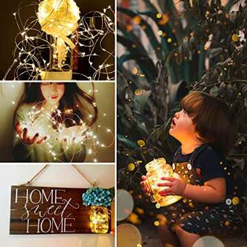 USB Fairy String Lights with Switch and Power Adapter, 66 Feet 200 Led Firefly Lights for Bedroom Wall Ceiling Christmas Tree Wreath Craft Wedding Party Decoration, Warm White