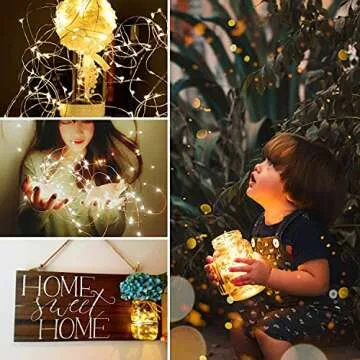 USB Fairy String Lights with Switch and Power Adapter, 66 Feet 200 Led Firefly Lights for Bedroom Wall Ceiling Christmas Tree Wreath Craft Wedding Party Decoration, Warm White