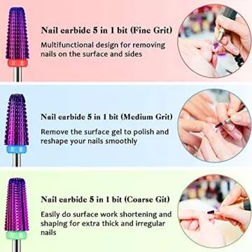 Nail Carbide 5 in 1 Bit Set for Easy Acrylic Removal