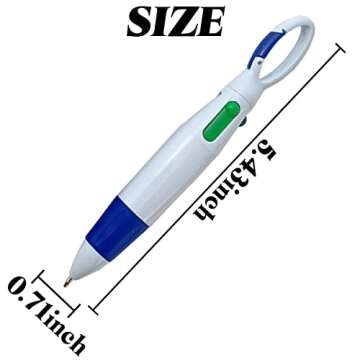NSBELL 24PCS Plastic Carabiner Shuttle Pens 4-in-1 Retractable Ballpoint Pens Multicolor Pens with B...