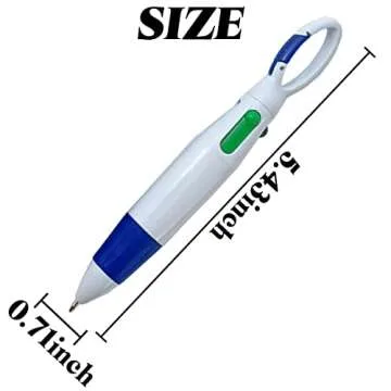 NSBELL 24PCS Plastic Carabiner Shuttle Pens 4-in-1 Retractable Ballpoint Pens Multicolor Pens with B...