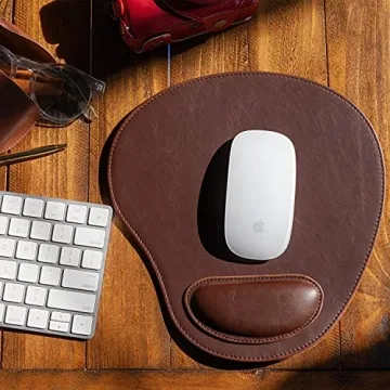 Londo Leather Oval Mousepad with Wrist Rest for Comfort