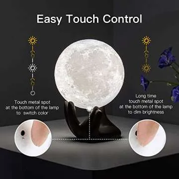 BRIGHTWORLD Moon Lamp 3D Printed Night Light