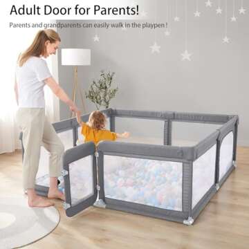 Baby Playpen,Large Playpen for Babies and Toddlers,Baby Play Pen Play Yard with Door, Sturdy Baby Fe...