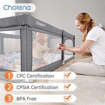 Baby Playpen,Large Playpen for Babies and Toddlers,Baby Play Pen Play Yard with Door, Sturdy Baby Fence with Safety Gate,Baby Play Yard with Soft Breathable Mesh,79”x59”Baby Gate Playpen,Cationic Grey