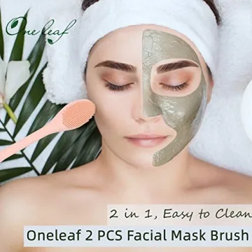 Oneleaf Silicone Face Mask Brush Double-head,2 PCS Premium Quality Soft Face Mask&Facial Cleansing Brush,Facials, Mud,Clay Mask,DIY,Modeling Mask,Body Lotion,and BB CC Cream,Pore Cleaner-PINK+RED