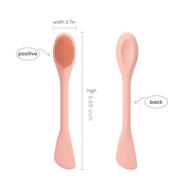 Oneleaf Silicone Face Mask Brush Double-head,2 PCS Premium Quality Soft Face Mask&Facial Cleansing Brush,Facials, Mud,Clay Mask,DIY,Modeling Mask,Body Lotion,and BB CC Cream,Pore Cleaner-PINK+RED