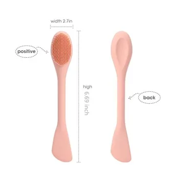 Oneleaf Silicone Face Mask Brush Double-head,2 PCS Premium Quality Soft Face Mask&Facial Cleansing Brush,Facials, Mud,Clay Mask,DIY,Modeling Mask,Body Lotion,and BB CC Cream,Pore Cleaner-PINK+RED