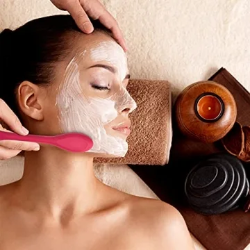Oneleaf Silicone Face Mask Brush Double-head,2 PCS Premium Quality Soft Face Mask&Facial Cleansing Brush,Facials, Mud,Clay Mask,DIY,Modeling Mask,Body Lotion,and BB CC Cream,Pore Cleaner-PINK+RED