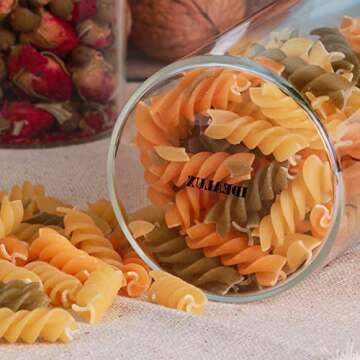 IDEALUX Glass Storage Jars Set of 2(25oz/750ml) with Airtight Seal Wooden Lid Stackable Kitchen Canisters for Candy, Coffee Bean Cookie, Rice, Sugar, Flour, Pasta, Nuts, Coffee