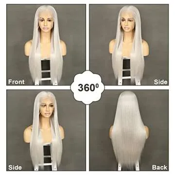 SAPPHIREWIGS 13×6 Platinum Blonde Lace Front Wigs Long Straight Hair #60 White Wig Synthetic Lace Front Wigs for Women Daily Party Halloween Use 26inch