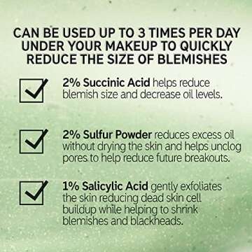 The INKEY List Succinic Acid Treatment, Helps Reduce Blemishes, Dead Skin Cells and Oil in Pores Without Causing Dry Skin, 1% Salicylic Acid, 0.50 fl oz