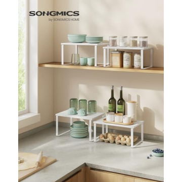 SONGMICS Stackable Cabinet Organizer Shelf Set for Kitchen