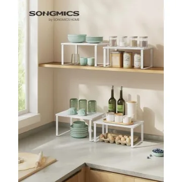 SONGMICS Stackable Cabinet Organizer Shelf Set for Kitchen