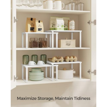 SONGMICS Stackable Cabinet Organizer Shelf Set for Kitchen