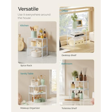 SONGMICS Stackable Cabinet Organizer Shelf Set for Kitchen