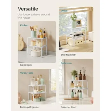 SONGMICS Stackable Cabinet Organizer Shelf Set for Kitchen