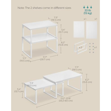 SONGMICS Stackable Cabinet Organizer Shelf Set for Kitchen