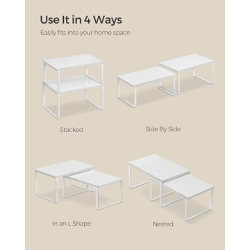 SONGMICS Stackable Cabinet Organizer Shelf Set for Kitchen