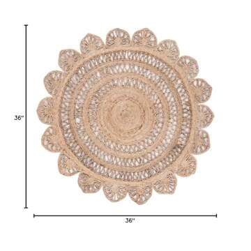 SAFAVIEH Natural Fiber Collection Area Rug - 3' Round, Natural, Handmade Boho Country Charm Jute, Id...