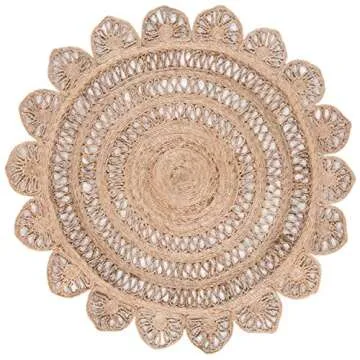 SAFAVIEH Natural Fiber Collection Area Rug - 3' Round, Natural, Handmade Boho Country Charm Jute, Ideal for High Traffic Areas in Living Room, Bedroom (NFB253A)