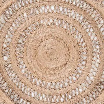 SAFAVIEH Natural Fiber Collection Area Rug - 3' Round, Natural, Handmade Boho Country Charm Jute, Ideal for High Traffic Areas in Living Room, Bedroom (NFB253A)